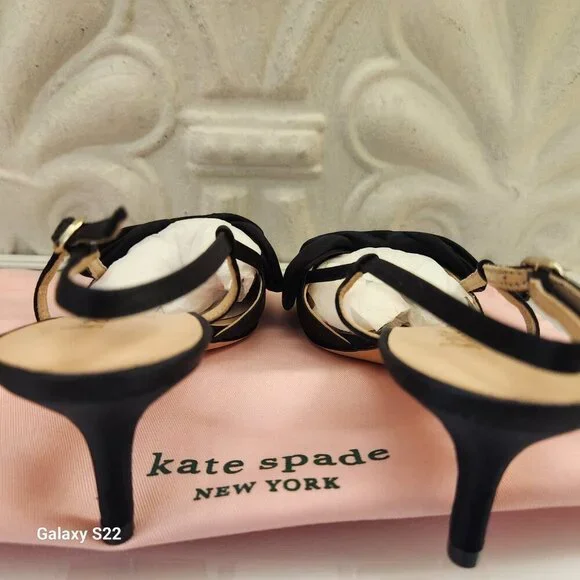 Kate Spade "Marseille" Satin Lux Black Kitten heels. NIB. Size: various - Picture 7 of 14